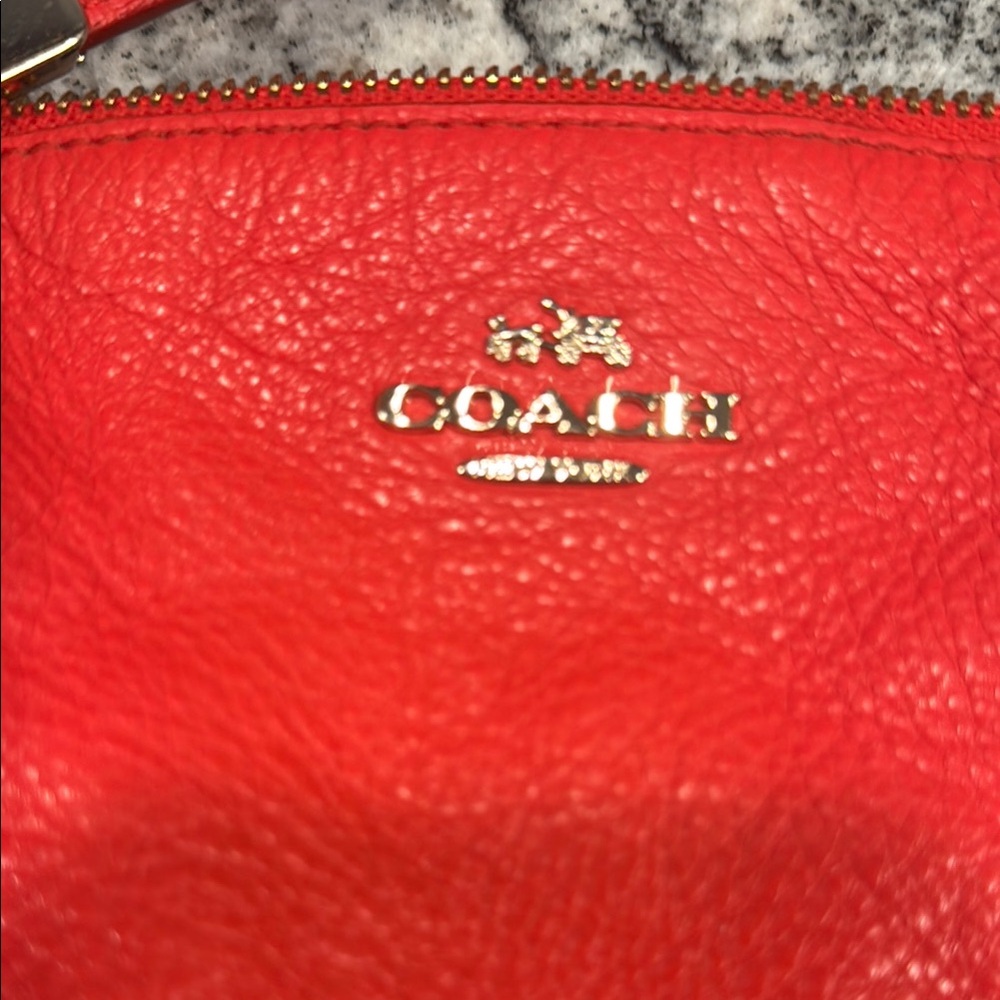 Coach Red  pebbled leather satchel/ crossbody Shoulder Bag